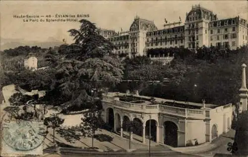 Ak Évian les Bains Haute Savoie, Parc du Splendide-Hotel