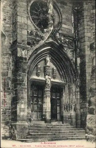 Ak Saint Come Aveyron, Porte de l'Eglise Gothique