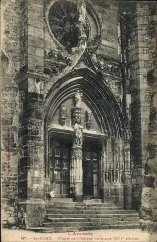 Ak Saint Come Aveyron, Porte de l'Eglise Gothique