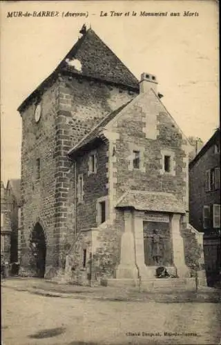 Ak Mur de Barrez Aveyron, Tour, Monument aux Morts