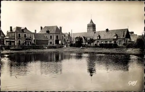 Ak Sotteville sur Mer Seine-Maritime, Kirche, Teich