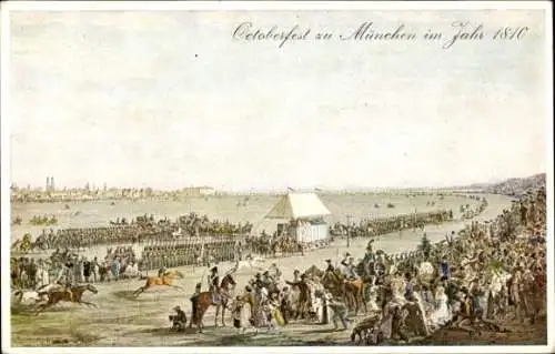 Ak München, Oktoberfest zu München im Jahr 1810, Pferderennen, Theresienwiese