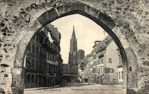 Ak Strasbourg Straßburg Elsass Bas Rhin, Goldgießen, Spitaltor, Kirche