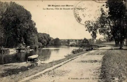 Ak Nogent sur Marne Val de Marne, Ile de Beaute, Viaduc