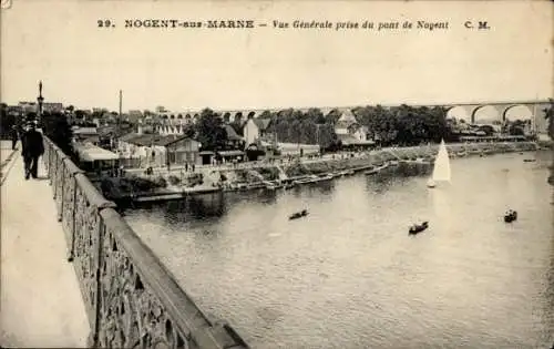 Ak Nogent sur Marne Val de Marne, Vue Generale prise du pont de Nogent