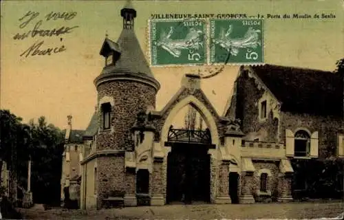 Ak Villeneuve Saint Georges Val de Marne, Porte du Moulin de Senlis