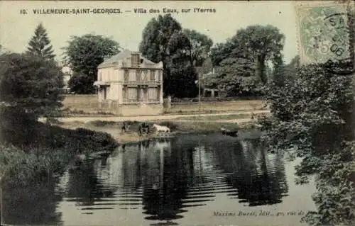 Ak Villeneuve Saint Georges Val de Marne, Villa des Eaux, sur l'Yerres