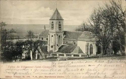 Ak Villeneuve Saint Georges Val de Marne, vue générale de l'Eglise