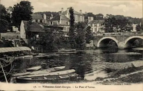 Ak Villeneuve Saint Georges Val de Marne, Le Pont d'Yerres