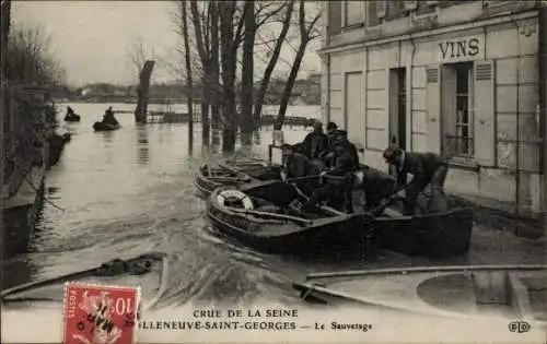 Ak Villeneuve Saint Georges Val de Marne, Sauvelage