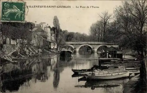 Ak Villeneuve Saint Georges Val de Marne, Pont de l'Yerres