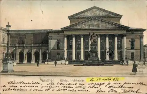 Ak München, königliches Hoftheater, Denkmal