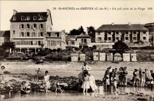 Ak Saint Michel en Greve Cotes d'Armor, Un joli coin de la Plage