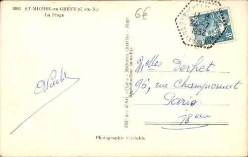 Ak Saint Michel en Greve Cotes d'Armor, Strand