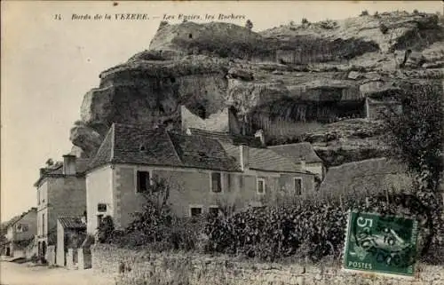 Ak Les Eyziers Dordogne, Bords de la Vezere, Les Rochers