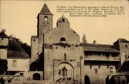 Ak Plazac Dordogne, Le Chateau Fort et Eglise romane