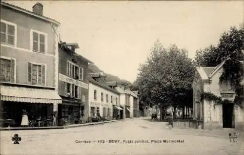 Ak Bort Les Orgues Corrèze Frankreich, Poids publics, Place Marmontel