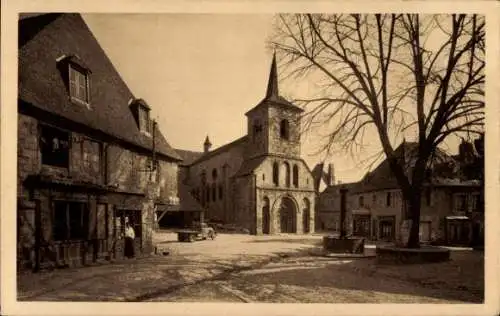 Ak Meymac Corrèze, Kirchplatz