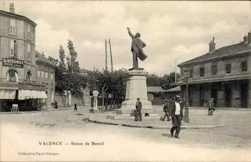 Ak Valence Drôme, Statue de Bancel