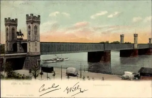 Ak Köln am Rhein, Eisenbahnbrücke