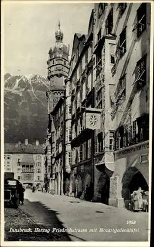 Ak Innsbruck in Tirol, Herzog Friedrichstraße, Mozartgedenktafel