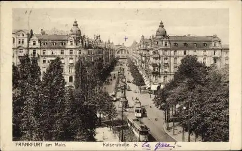 Ak Frankfurt am Main, Kaiserstraße, Straßenbahnen