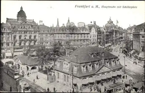 Ak Frankfurt am Main, Hauptwache, Schillerplatz, Straßenbahnen