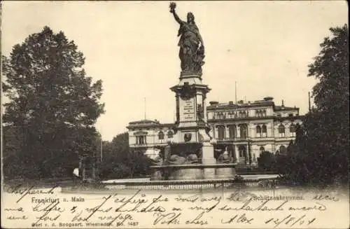 Ak Frankfurt am Main, Schützenbrunnen