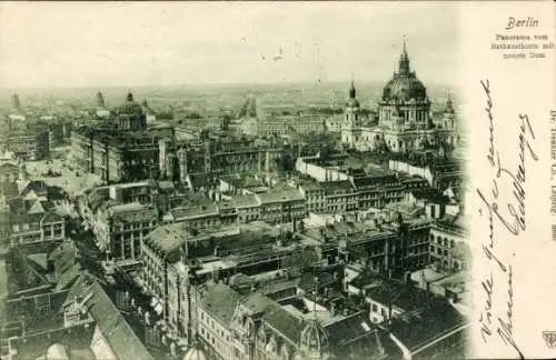 Ak Berlin Mitte, Panorama vom Rathausturm aus, Schloss, Dom