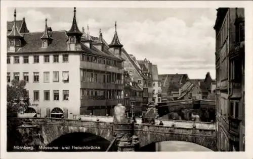 Ak Nürnberg in Mittelfranken, Museumsbrücke, Fleischbrücke