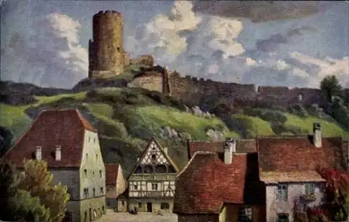 Künstler Ak Bürger, W., Kaysersberg Kaysersberg Elsass Haut Rhin, Blick auf die Burg