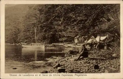 Ak Magallanes Chile, Holzfällerhütten, der Schoß von Ultima Esperanza