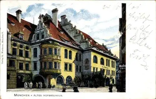 Künstler Ak München Bayern, altes Hofbräuhaus