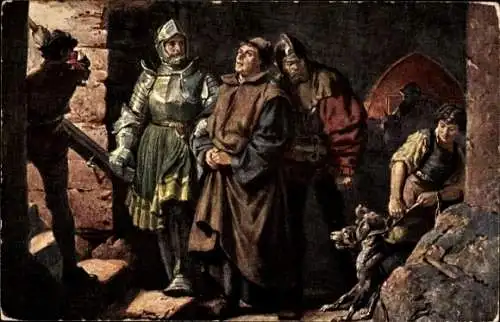 Künstler Ak Thumann, Reformator Martin Luther, Ankunft auf der Wartburg 1521, Berlepsch,v. Wenckheim