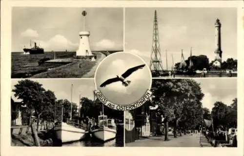 Ak Chorzelin Osternothafen Świnoujście Swinemünde Pommern, Leuchtturm, Mole, Boote