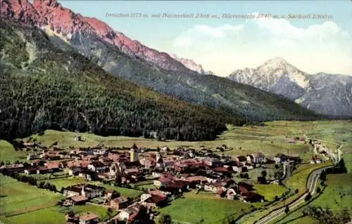 Ak Innichen San Candido Südtirol, Ort mit Neunerkofel, Dürrenstein, Sarlkofl