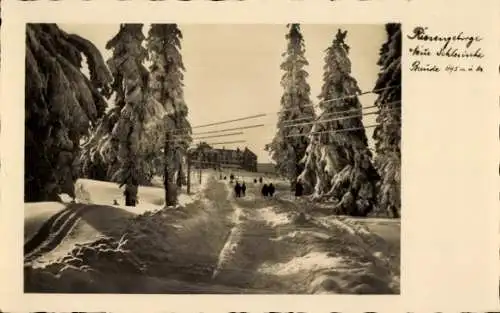 Ak Szklarska Poręba Schreiberhau Riesengebirge, Neue schlesische Baude, Winter