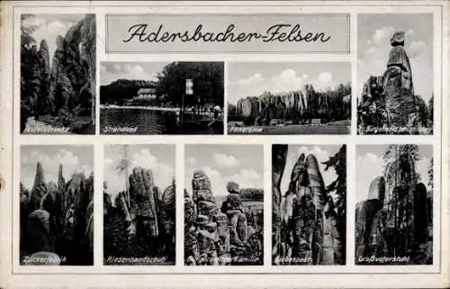 Ak Adršpach Adersbach Region Königgrätz, Adersbacher Felsen, Strandbad