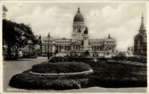 Ak Buenos Aires Argentinien, Congreso Nacional, Park