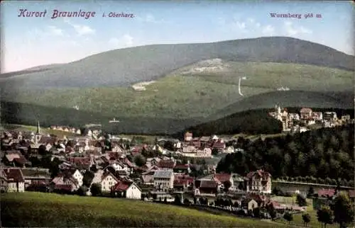 Ak Braunlage im Oberharz, Gesamtansicht mit Wurmberg