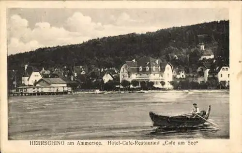 Ak Herrsching am Ammersee, Teilansicht, Hotel Cafe Restaurant Cafe am See