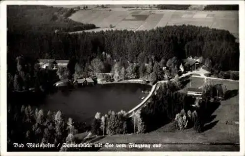 Ak Bad Wörishofen, Fliegeraufnahme, Sonnenbüchl mit See