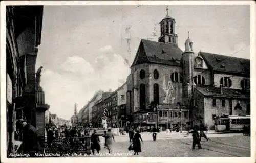 Ak Augsburg in Schwaben, Moritzkirche, Maximilianstraße