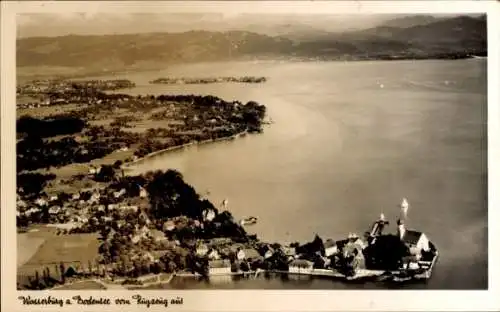 Ak Wasserburg am Bodensee Schwaben, Gesamtansicht vom Flugzeug aus