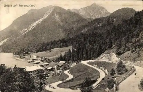 Ak Urfeld Kochel am See Oberbayern, Panorama, Herzogstand