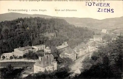 Ak Schwarzenberg sächs. Erzgebirge, Blick vom Berg auf Ottenstein