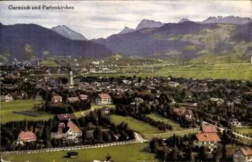 Ak Garmisch Partenkirchen in Oberbayern, Gesamtansicht