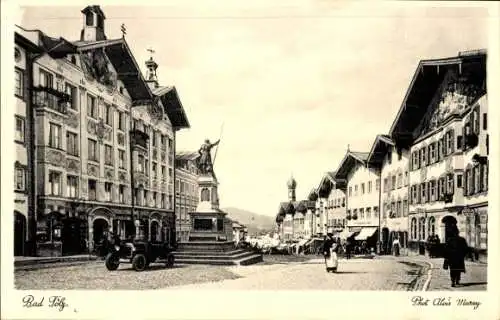 Ak Bad Tölz im Isartal Oberbayern, Straßenpartie, Denkmal