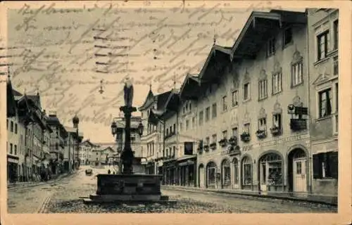 Ak Bad Tölz in Oberbayern, Marktstraße, Brunnen