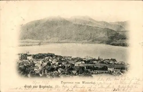 Ak Tegernsee in Oberbayern, Panorama vom Westerhof